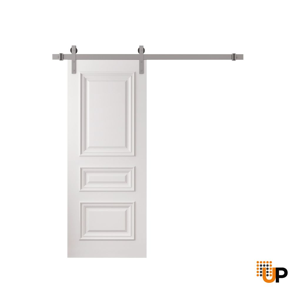 Barn Door 18 x 80 inches | ROYAL 9833 White Enamel | 6.6FT Silver Rail Track Heavy Hardware Set | Solid Panel Interior Doors photo#1