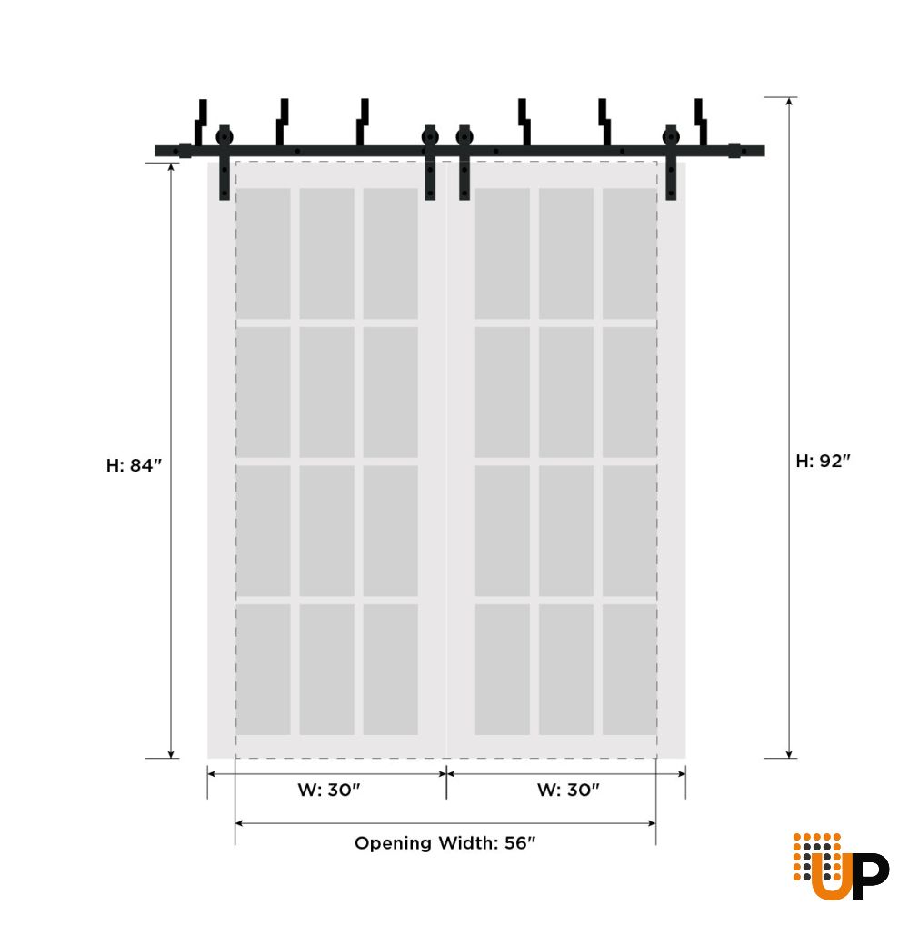 Sliding Closet Barn Bypass Doors with Frosted Glass | Veregio 7339 Oliva | Sturdy 6.6ft Rails Hardware Set | Wood Solid Bedroom Wardrobe Doors -60" x 84" (2* 30x84) photo#7