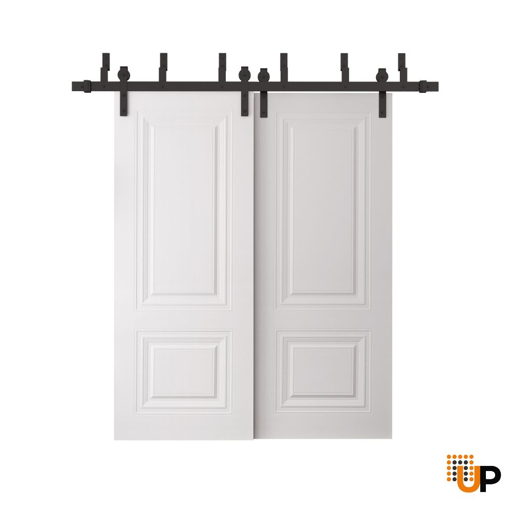 Sliding Closet Barn Bypass Doors 36 x 80 inches | BASIC 9772 White | 6.6ft Rails Hardware Set | Wood Solid Bedroom Wardrobe Doors photo#1
