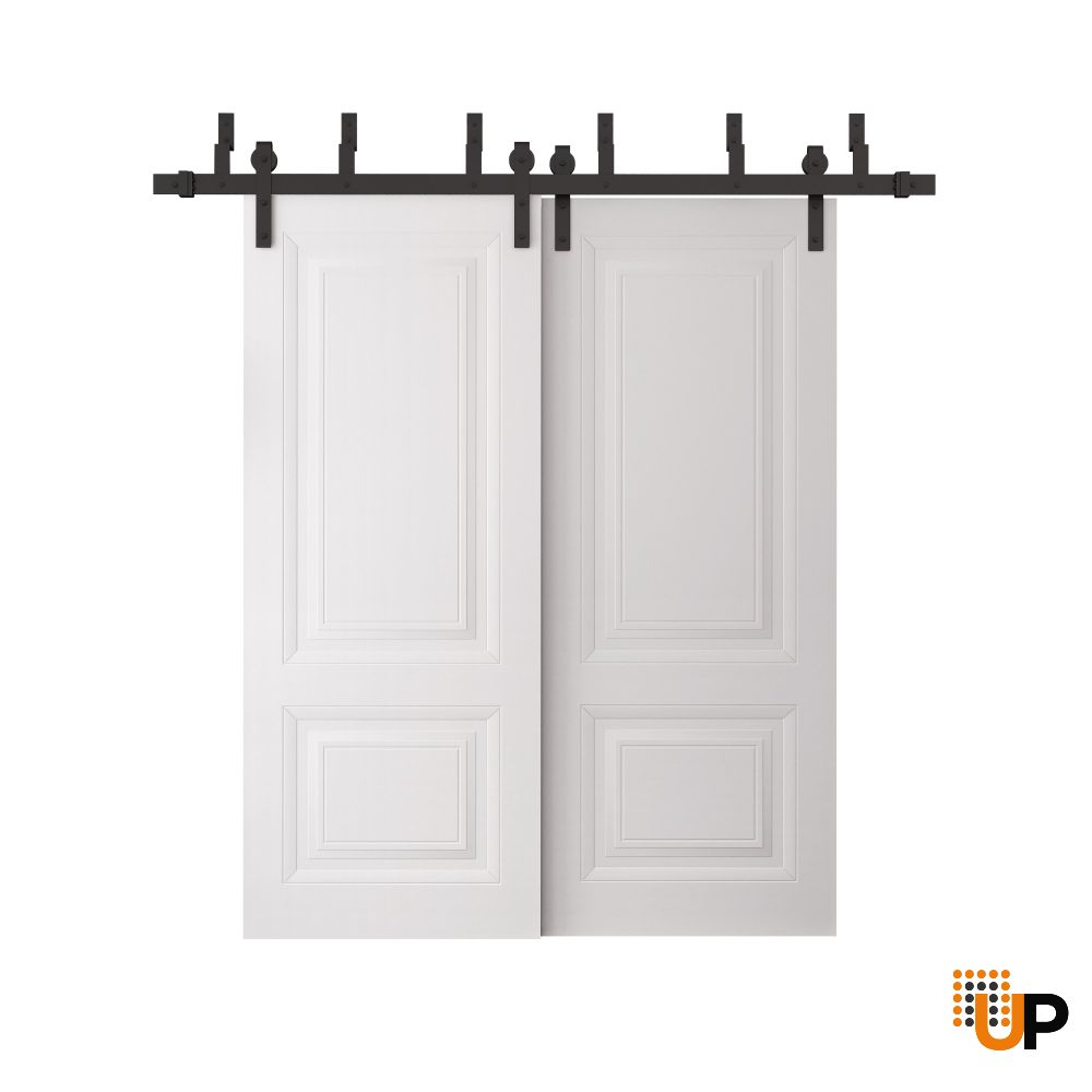 Sliding Closet Barn Bypass Doors 36 x 80 inches | BASIC 9422 White | 6.6ft Rails Hardware Set | Wood Solid Bedroom Wardrobe Doors photo#1
