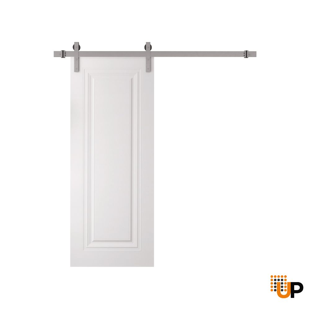Barn Door 18 x 80 inches | BASIC 9111 White | 6.6FT Silver Rail Track Heavy Hardware Set | Solid Panel Interior Doors photo#1