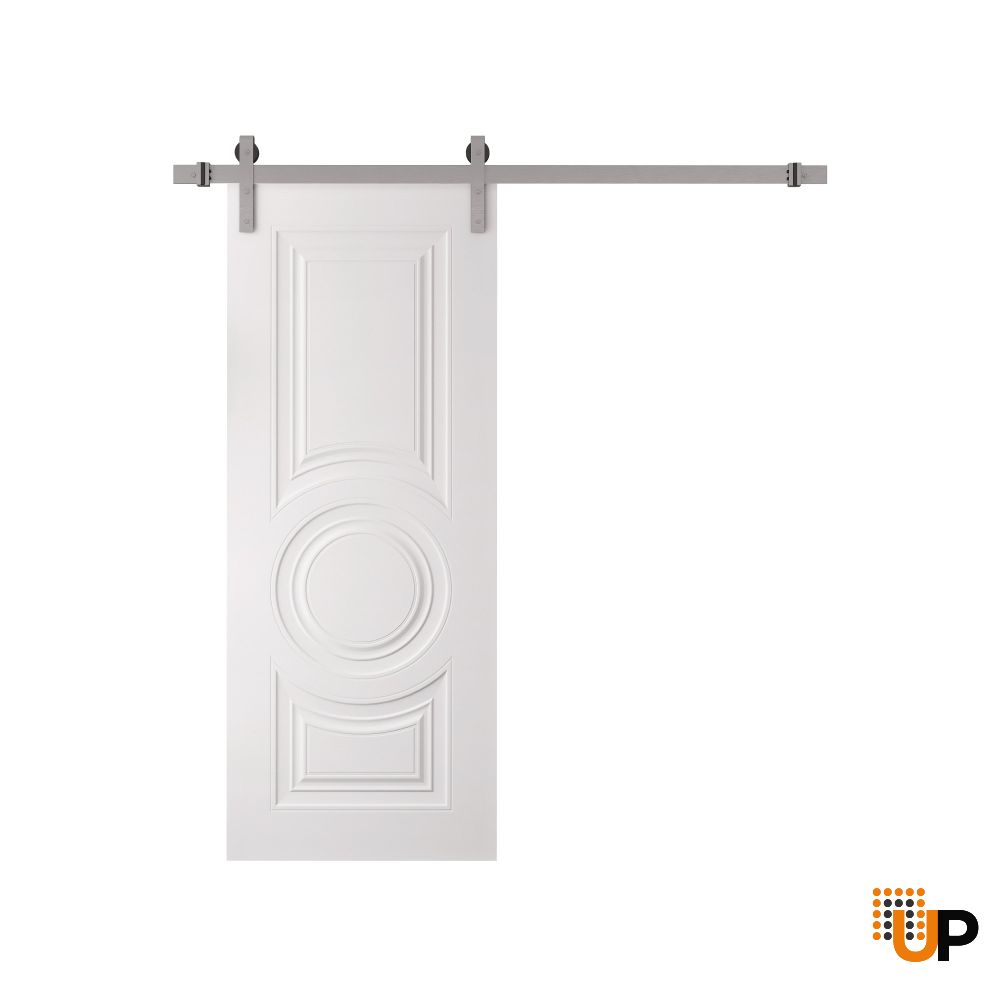 Barn Door 18 x 80 inches | BASIC 9801 White | 6.6FT Silver Rail Track Heavy Hardware Set | Solid Panel Interior Doors photo#1