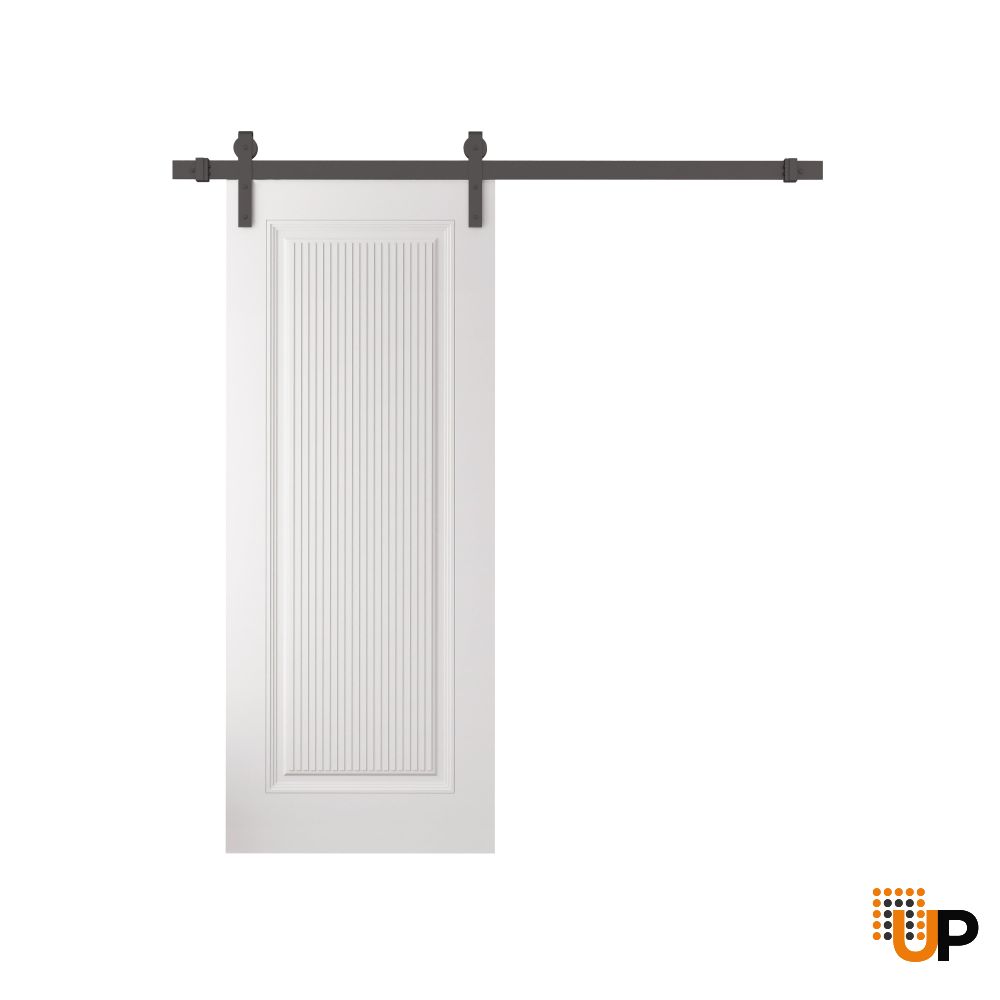 Barn Door 18 x 80 inches | ROYAL 9888 White Enamel | 6.6FT Rail Track Heavy Hardware Set | Solid Panel Interior Doors photo#1