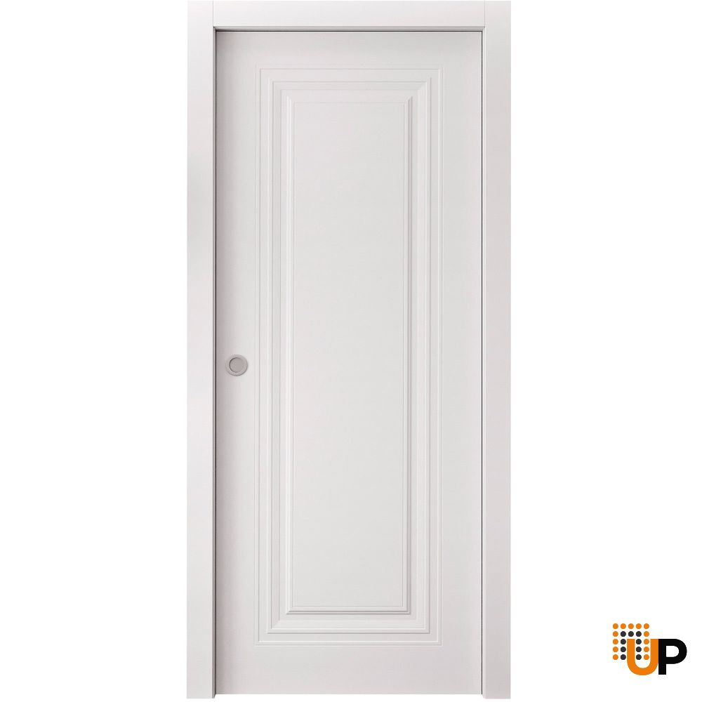 Sliding Pocket Door 18 x 84 inches | BASIC 9111 White | Kit Rail Hardware | Solid Wood Interior Bedroom Doors photo#1