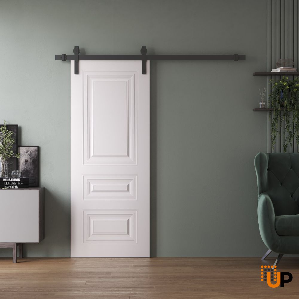 Barn Door 36 x 84 inches | BASIC 9233 White | 6.6FT Rail Track Heavy Hardware Set | Solid Panel Interior Doors photo#2