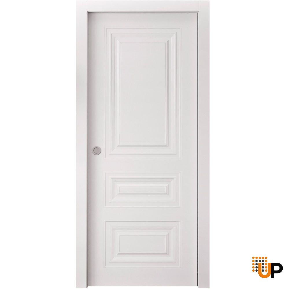 Sliding Pocket Door 18 x 84 inches | BASIC 9233 White | Kit Rail Hardware | Solid Wood Interior Bedroom Doors photo#1