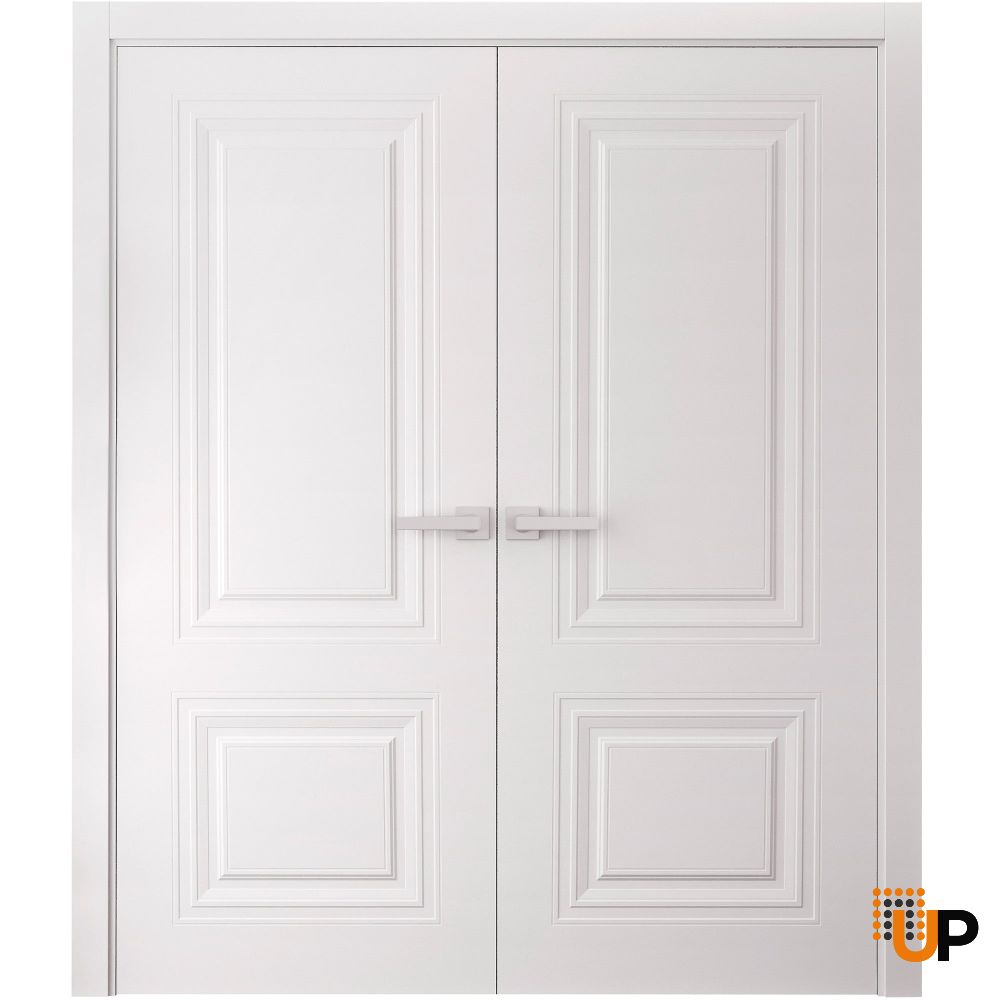 Interior Double Doors 36 x 80 inches | BASIC 9772 White | Wood Interior Solid Panel Frame | Closet Bedroom Doors photo#1