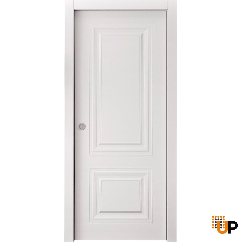 Sliding Pocket Door 18 x 84 inches | BASIC 9772 White | Kit Rail Hardware | Solid Wood Interior Bedroom Doors photo#1