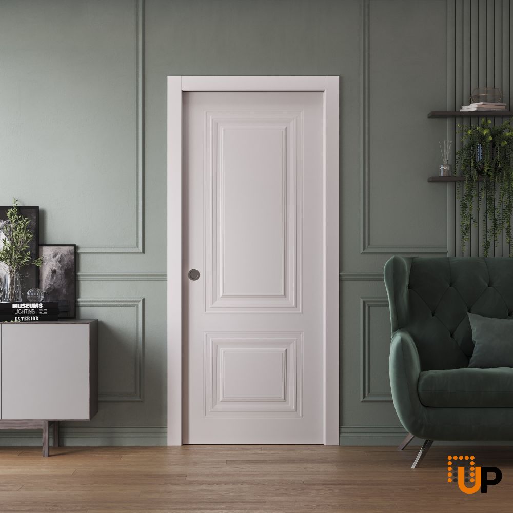 Sliding Pocket Door 18 x 84 inches | BASIC 9772 White | Kit Rail Hardware | Solid Wood Interior Bedroom Doors photo#2