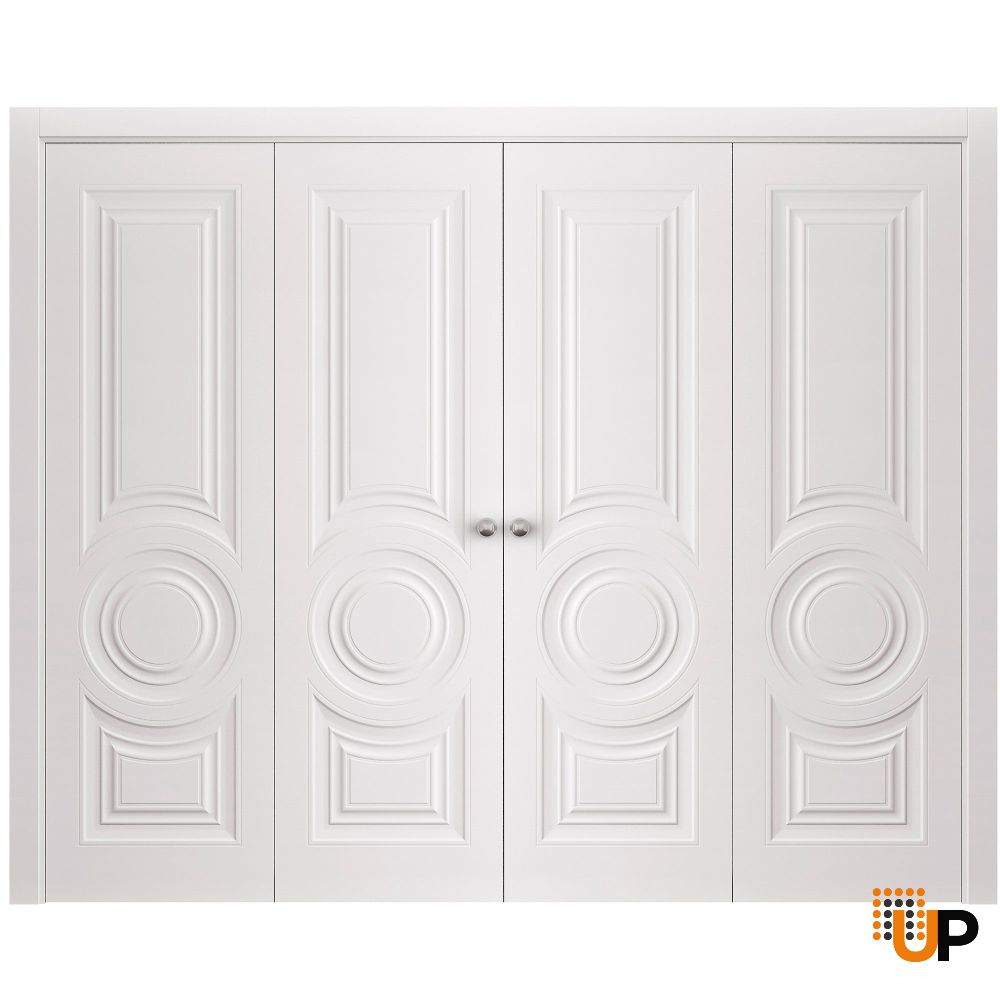 Sliding Closet Double Bi-fold Doors 72 x 80 inches | BASIC 9801 White | Sturdy Tracks Moldings Trims Hardware Set | Wood Solid Bedroom Wardrobe Doors photo#1