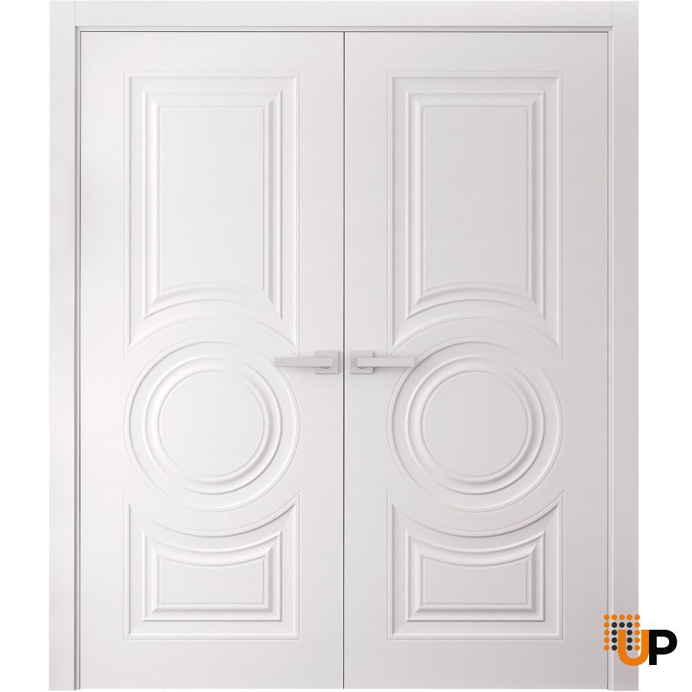 Interior Double Doors 36 x 80 inches | BASIC 9801 White | Wood Interior Solid Panel Frame | Closet Bedroom Doors photo#1