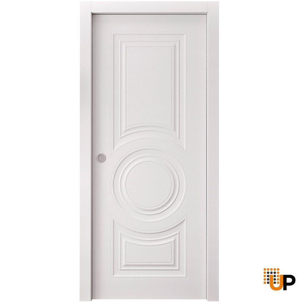Sliding Pocket Door 18 x 84 inches | BASIC 9801 White | Kit Rail Hardware | Solid Wood Interior Bedroom Doors photo#1