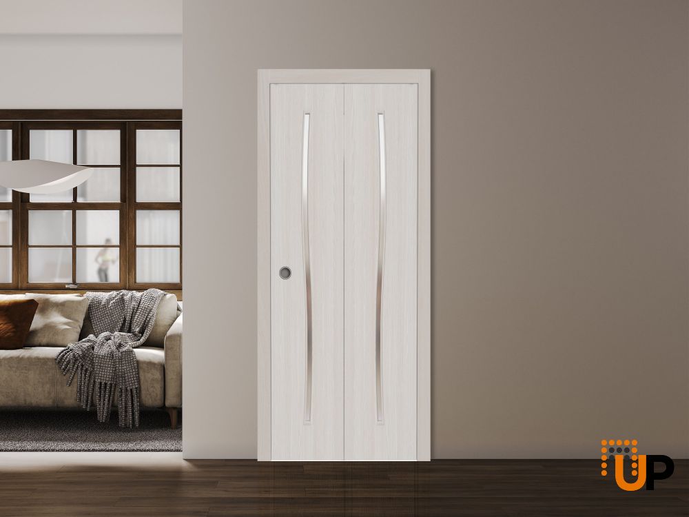 Sliding Closet Bi-fold Doors 84 x 84 inches | BASIC 3002 Ash | Sturdy Tracks Moldings Trims Hardware Set | Wood Solid Bedroom Wardrobe Doors photo#2