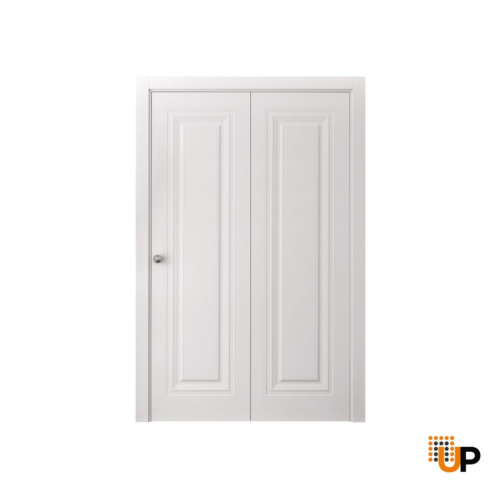 Sliding Closet Bi-fold Doors 36 x 80 inches | BASIC 9111 White | Sturdy Tracks Moldings Trims Hardware Set | Wood Solid Bedroom Wardrobe Doors photo#1