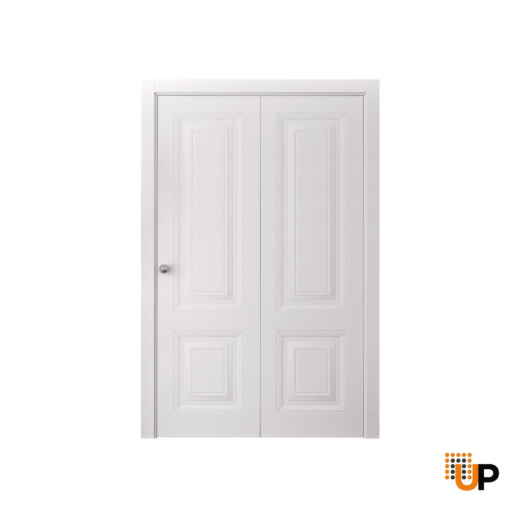 Sliding Closet Bi-fold Doors 36 x 80 inches | BASIC 9422 White | Sturdy Tracks Moldings Trims Hardware Set | Wood Solid Bedroom Wardrobe Doors photo#1