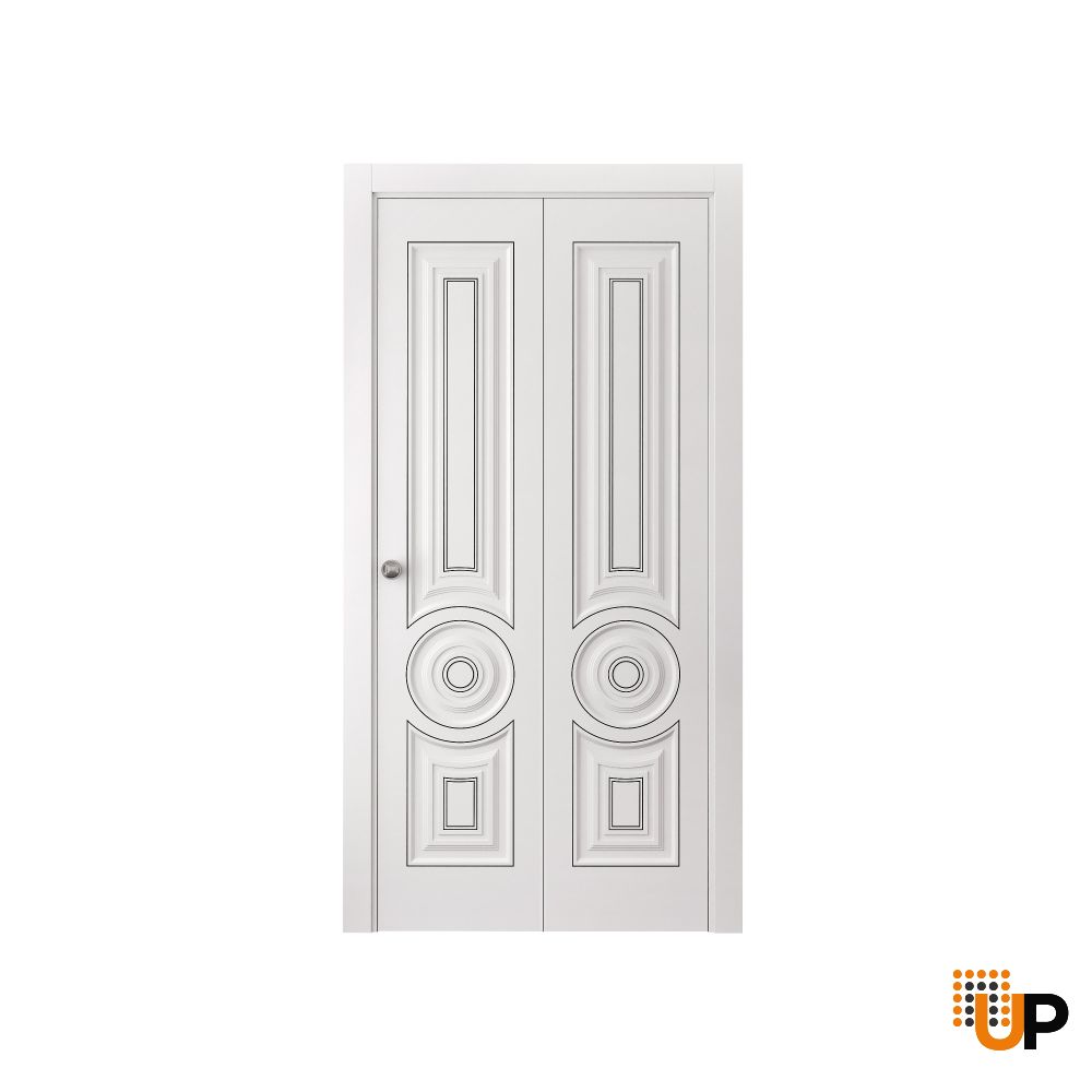 Sliding Closet Bi-fold Doors 36 x 80 inches | ROYAL 9855 White Enamel | Sturdy Tracks Moldings Trims Hardware Set | Wood Solid Bedroom Wardrobe Doors photo#1