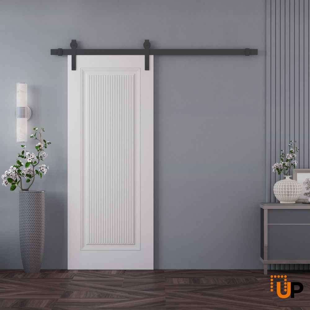 Barn Door 18 x 80 inches | ROYAL 9888 White Enamel | 6.6FT Rail Track Heavy Hardware Set | Solid Panel Interior Doors photo#2
