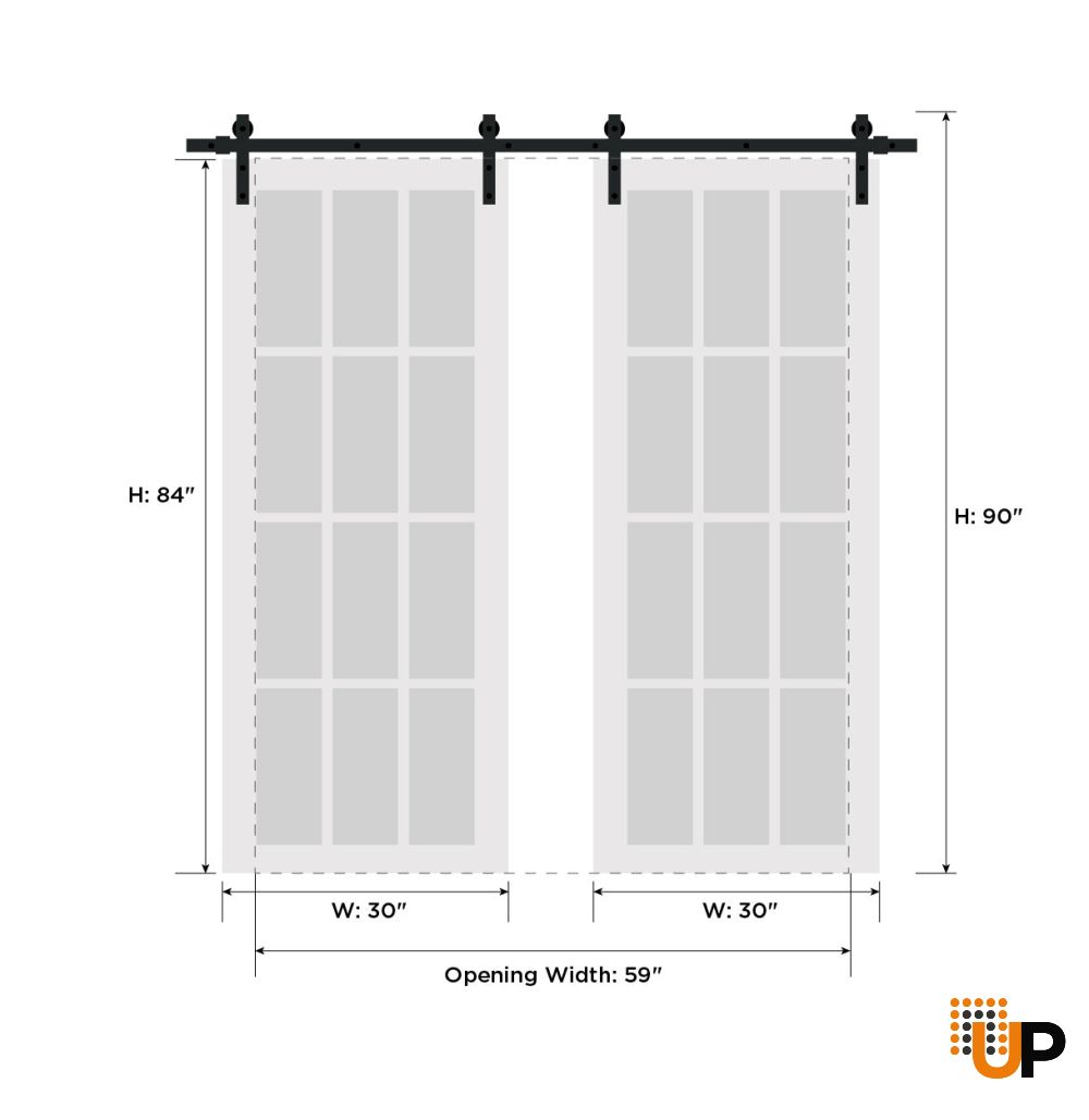 Modern Double Barn Door 60 x 84 inches | Ego 5005 Natural Oak | 13FT Silver Rail Track Set | Solid Panel Interior Doors photo#6
