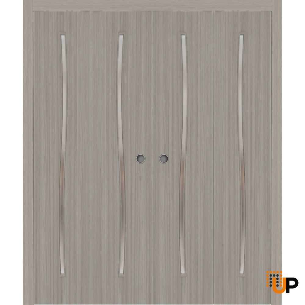 Sliding Closet Double Bi-fold Doors 72 x 80 inches | BASIC 3002 Oak | Sturdy Tracks Moldings Trims Hardware Set | Wood Solid Bedroom Wardrobe Doors photo#1