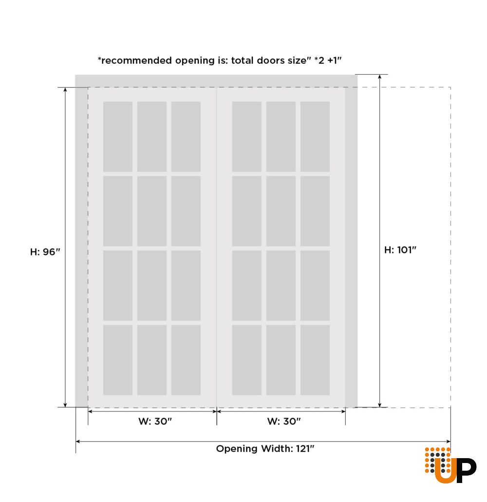 Sliding French Double Pocket Doors 60 x 96 inches Opaque Glass / Sete 6003 White Silk / Kit Rail Hardware / MDF Interior Bedroom Modern Doors photo#5
