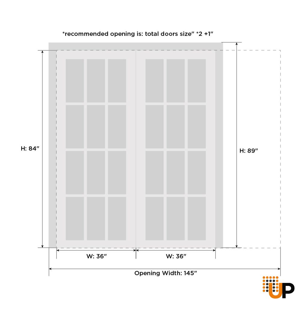 Sliding French Double Pocket Doors 72 x 84 inches | Ego 5010 Painted Grey Oak | Kit Rail Hardware | Solid Wood Interior Bedroom Modern Doors photo#6