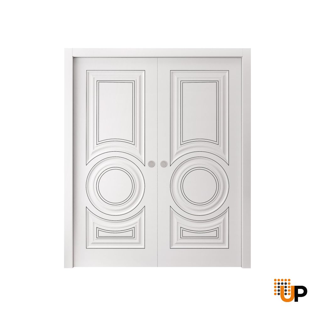 Sliding Double Pocket Doors 36 x 80 inches | ROYAL 9855 White Enamel | Kit Rail Hardware | Solid Wood Interior Bedroom Doors photo#1