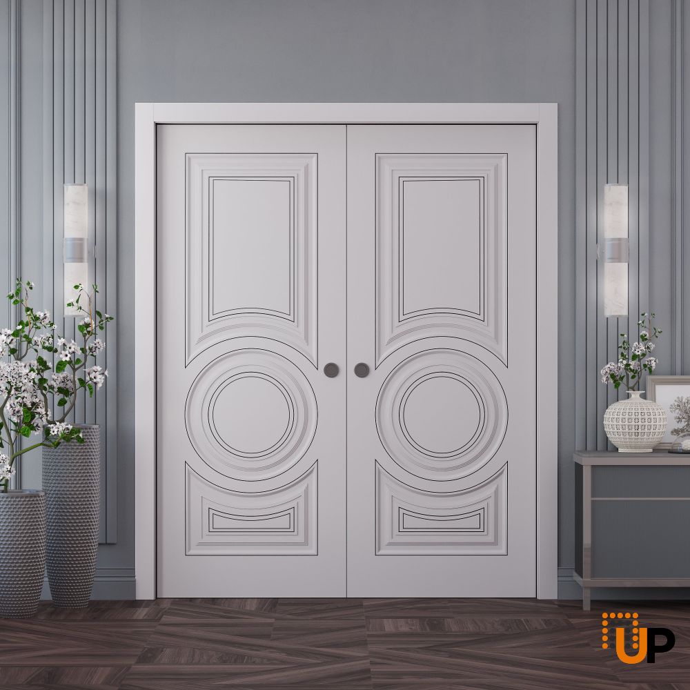 Sliding Double Pocket Doors 36 x 80 inches | ROYAL 9855 White Enamel | Kit Rail Hardware | Solid Wood Interior Bedroom Doors photo#2