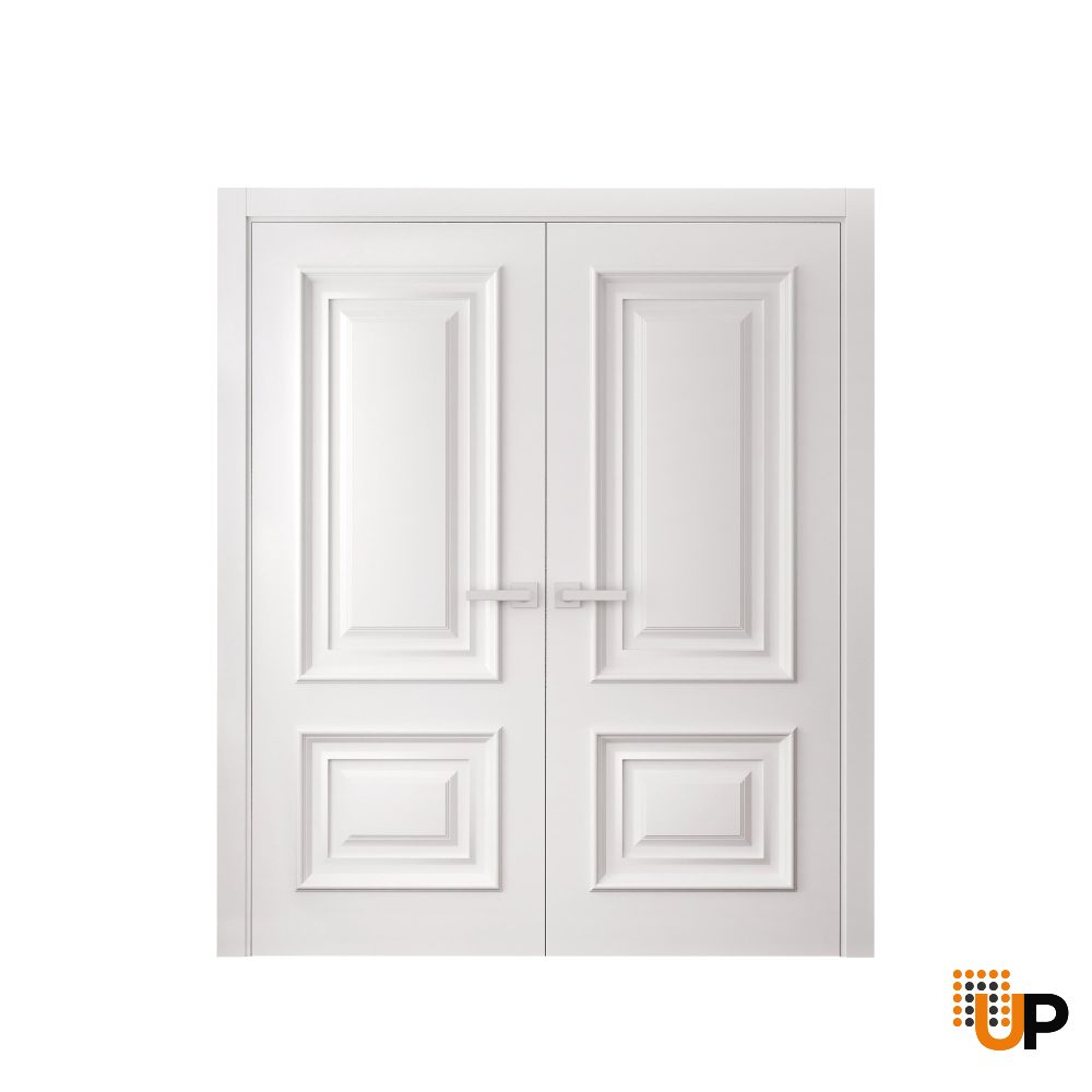 Interior Double Doors 36 x 80 inches | ROYAL 9822 White Enamel | Wood Interior Solid Panel Frame | Closet Bedroom Doors photo#1