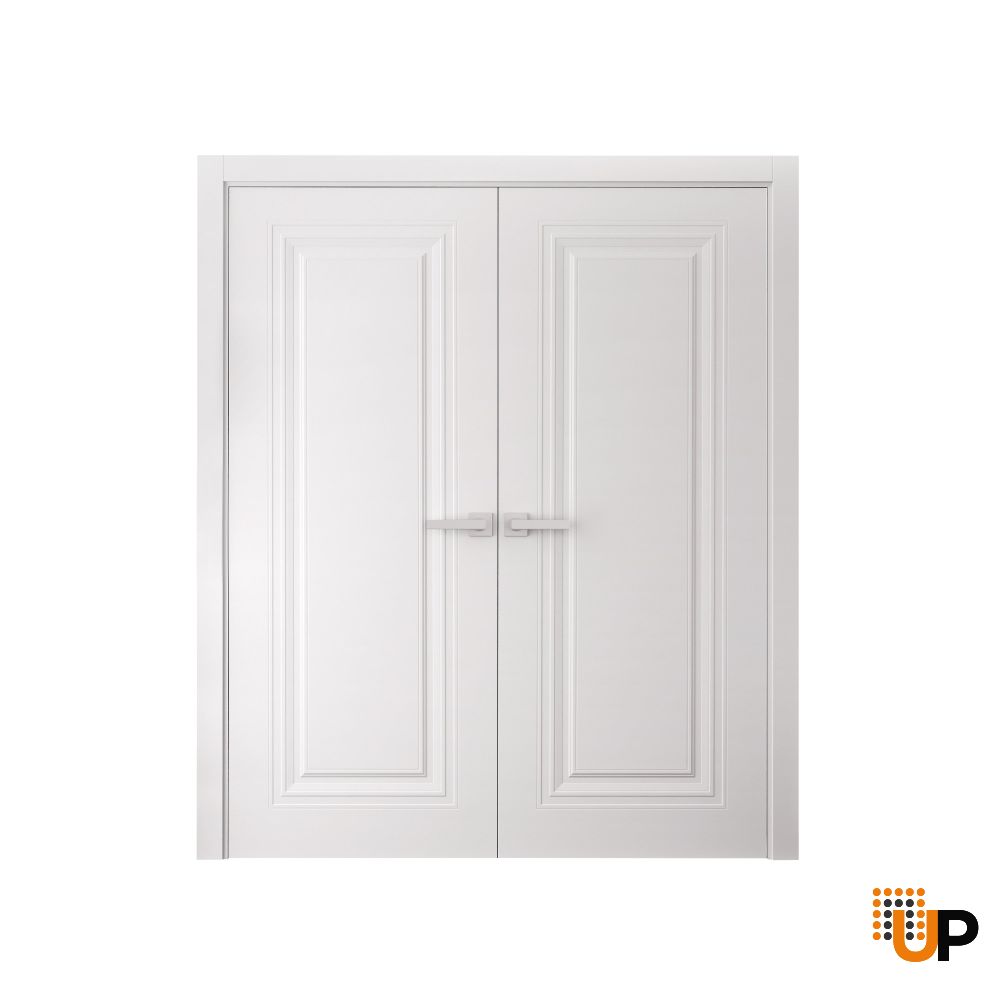 Interior Double Doors 36 x 80 inches | BASIC 9111 White | Wood Interior Solid Panel Frame | Closet Bedroom Doors photo#1