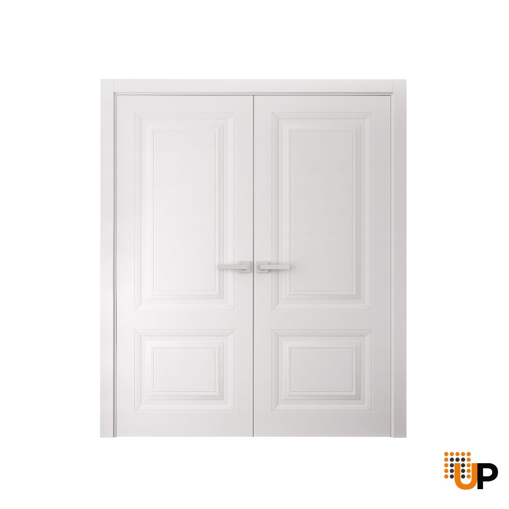 Interior Double Doors 36 x 80 inches | BASIC 9422 White | Wood Interior Solid Panel Frame | Closet Bedroom Doors photo#1