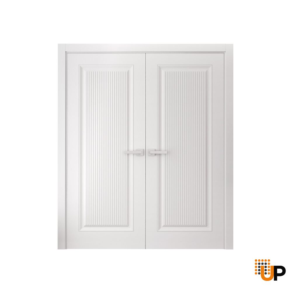 Interior Double Doors 36 x 80 inches | ROYAL 9888 White Enamel | Wood Interior Solid Panel Frame | Closet Bedroom Doors photo#1