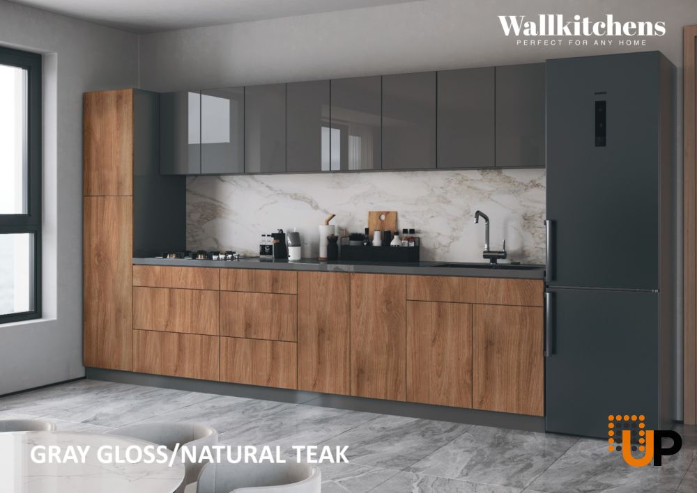 Kitchen Elegant Collection Natural Teak & Gray Color Base Size 11Ft Wide photo#2