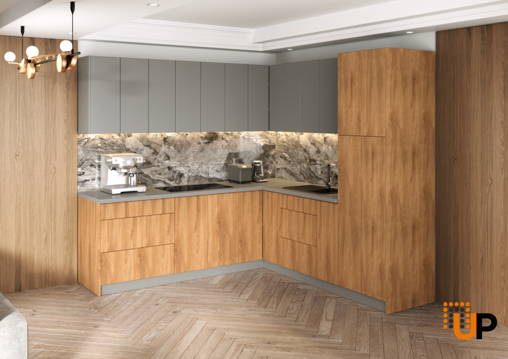 Kitchen Urban Collection Natural Teak & Gray Color Base Size 8x8Ft Wide photo#2