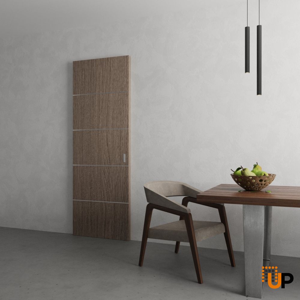 Hidden Barn | Planum 0020 Grey Oak | Sturdy Finished Flush Modern Doors | Magic Concealed Sliding Set 24" x 80" photo#4