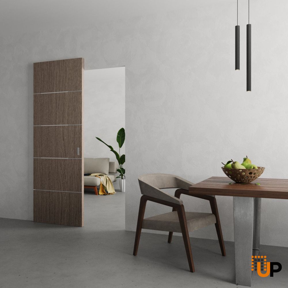 Hidden Barn | Planum 0020 Grey Oak | Sturdy Finished Flush Modern Doors | Magic Concealed Sliding Set 24" x 80" photo#2