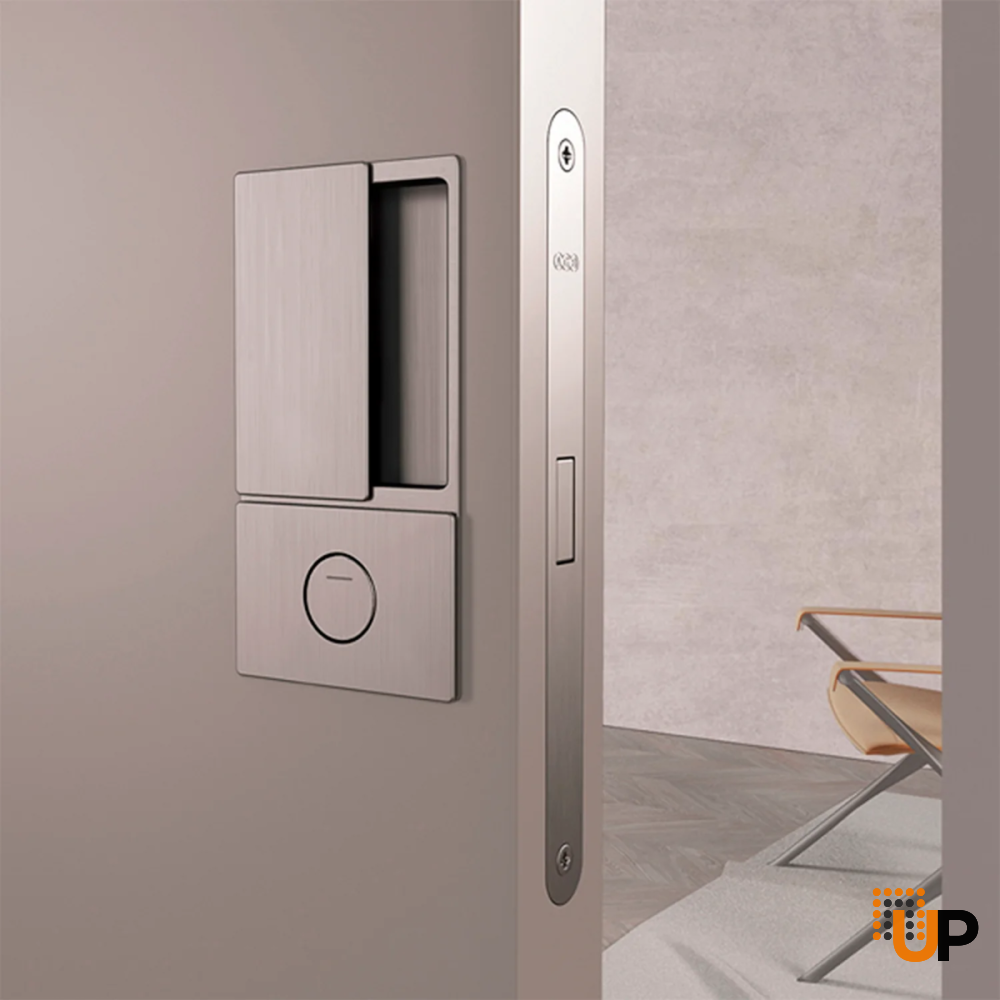 AGB Wave Hidden Handle for Interior Doors for Magnetic Lock, Silver, Privacy photo#2