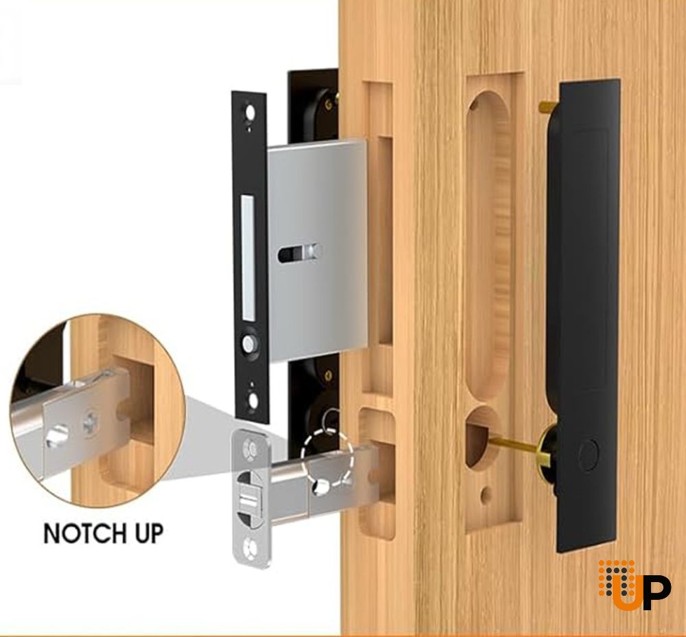 Pocket door lock with a hidden handle design - Black photo#2