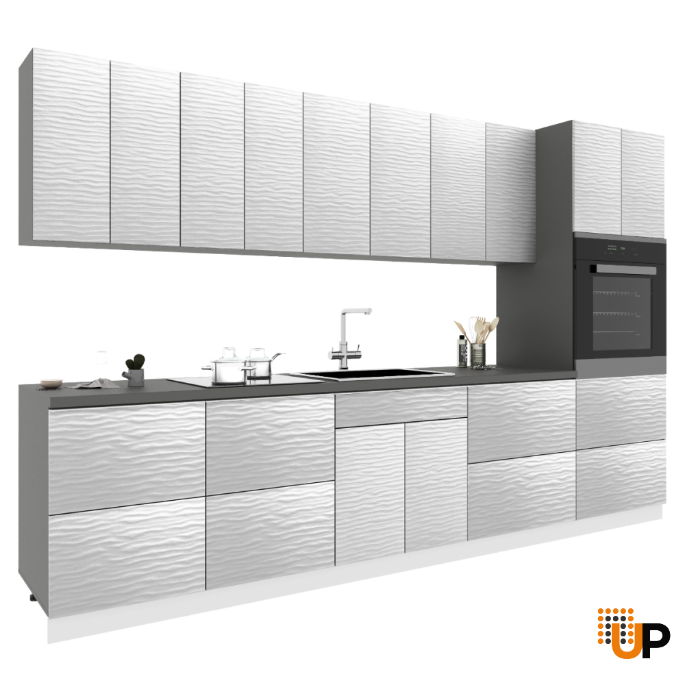 Kitchen Quadro Collection White Color 3D Surface Base Size 11Ft Wide photo#1