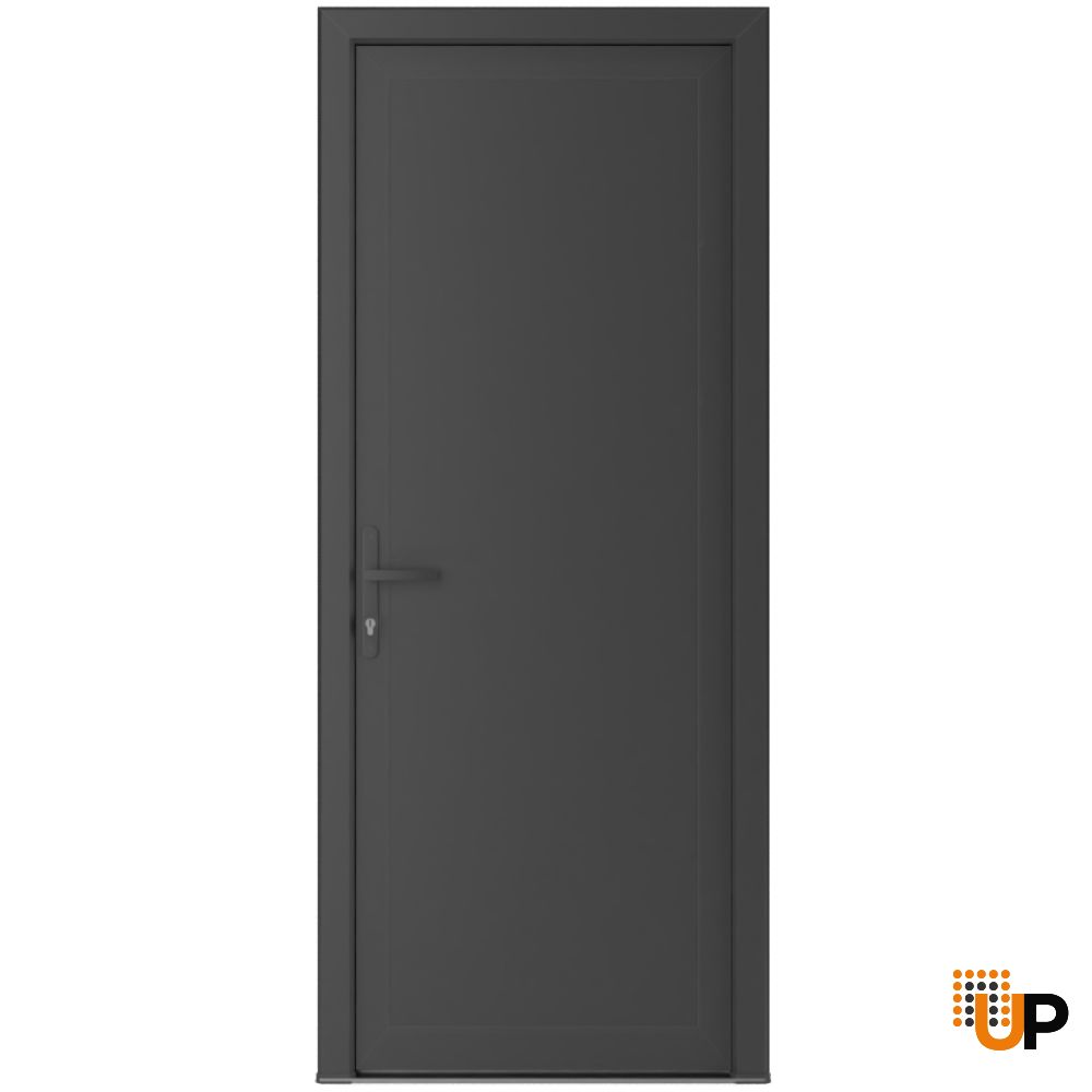 Front Exterior Prehung Metal-PlasticDoor Frosted Glass | Manux 8111 Antracite Grey | Office Commercial and Residential Doors Entrance Patio Garage W36" x H80" Right hand Inswing photo#1