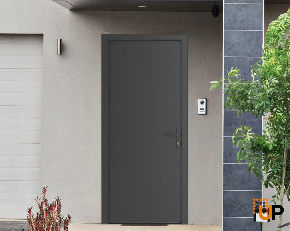 Front Exterior Prehung Metal-PlasticDoor Frosted Glass | Manux 8111 Antracite Grey | Office Commercial and Residential Doors Entrance Patio Garage W36" x H80" Left hand Inswing photo#3