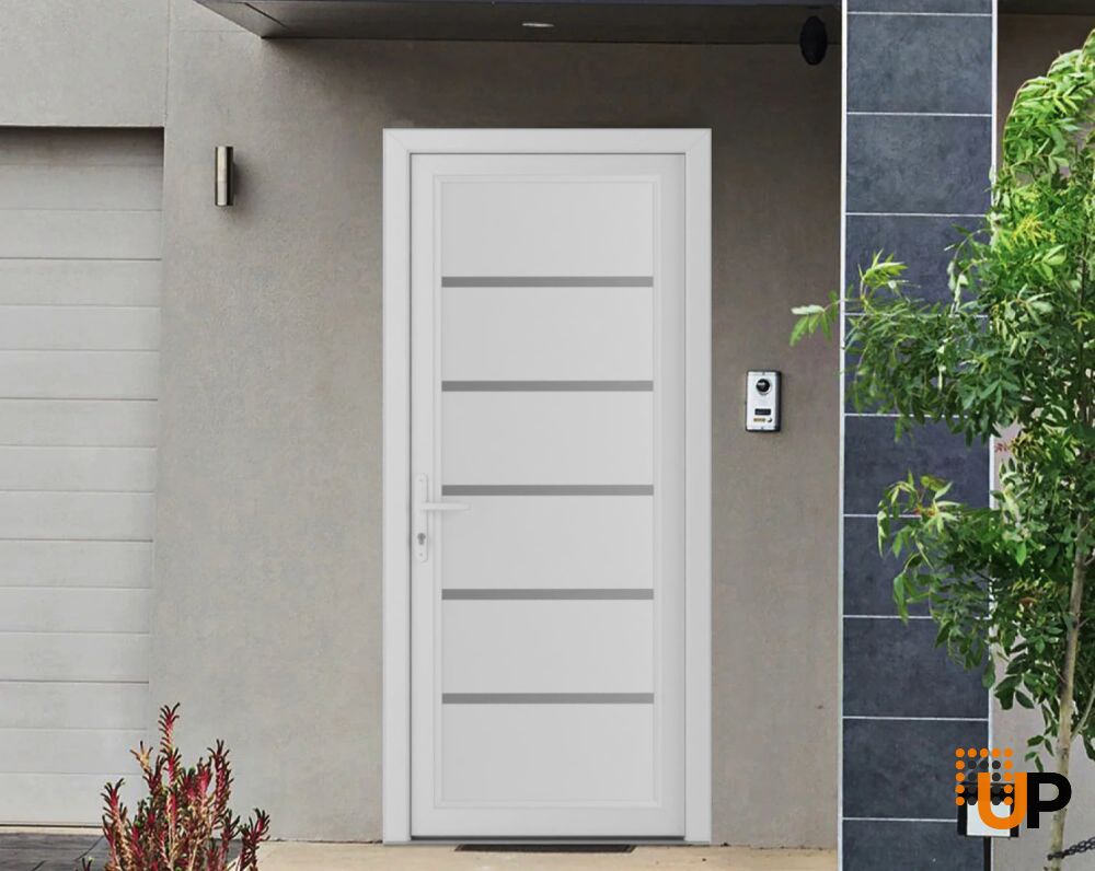 Front Exterior Prehung Metal-PlasticDoor | Manux 8415 White Silk | Office Commercial and Residential Doors Entrance Patio Garage W36" x H80" Right hand Inswing photo#2
