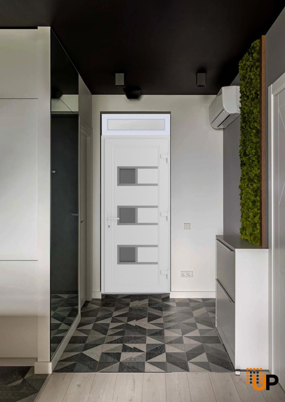 Front Exterior Prehung Metal-PlasticDoor | Manux 8933 White Silk | Top Sidelite Transom | Office Commercial and Residential Doors Entrance Patio Garage 30" x 94" (W30" x H80+14") Left hand Inswing photo#2