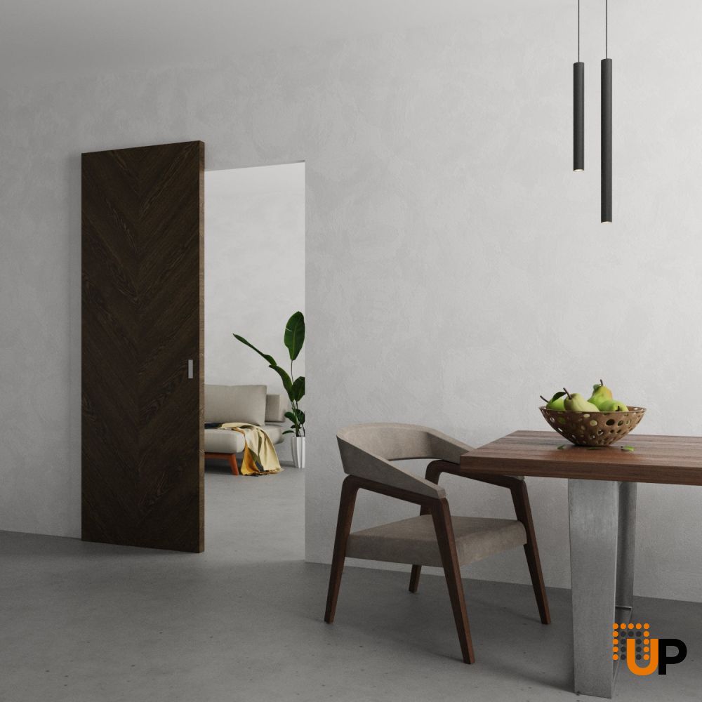 Hidden Barn | Ego 5005 Marble Oak | Wood Veneer Doors | Magic Concealed Sliding Set | 42" x 96" photo#2
