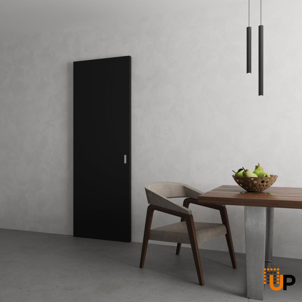 Hidden Barn | Planum 0010 Black Matte | Sturdy Finished Modern Doors | Magic Concealed Sliding Set 18" x 84" photo#4