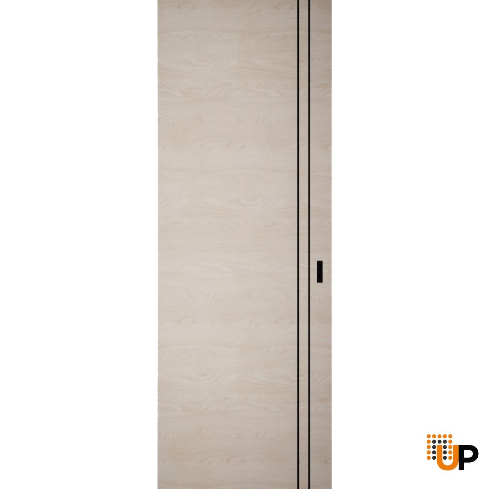 Hidden Barn | Planum 0016 Natural Veneer | Sturdy Finished Flush Modern Doors | Magic Concealed Sliding Set 18" x 80" photo#1