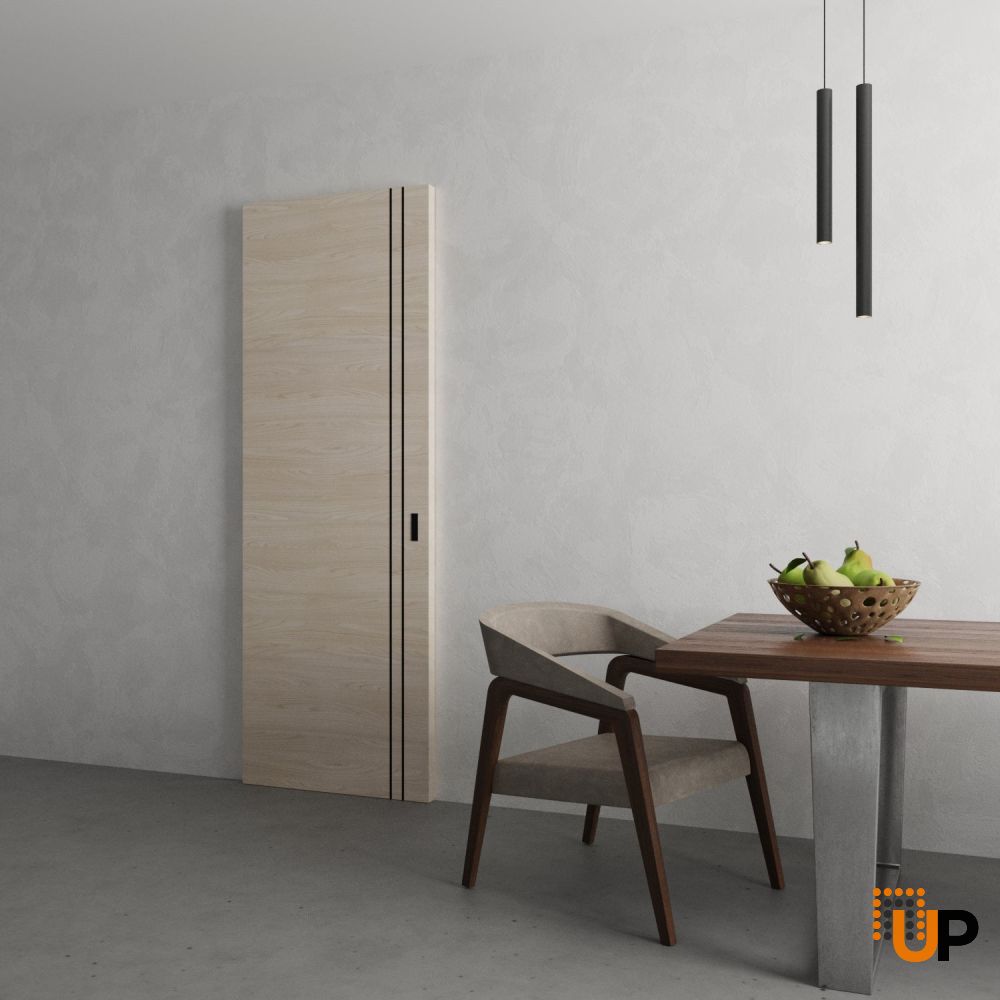 Hidden Barn | Planum 0016 Natural Veneer | Sturdy Finished Flush Modern Doors | Magic Concealed Sliding Set 18" x 80" photo#4