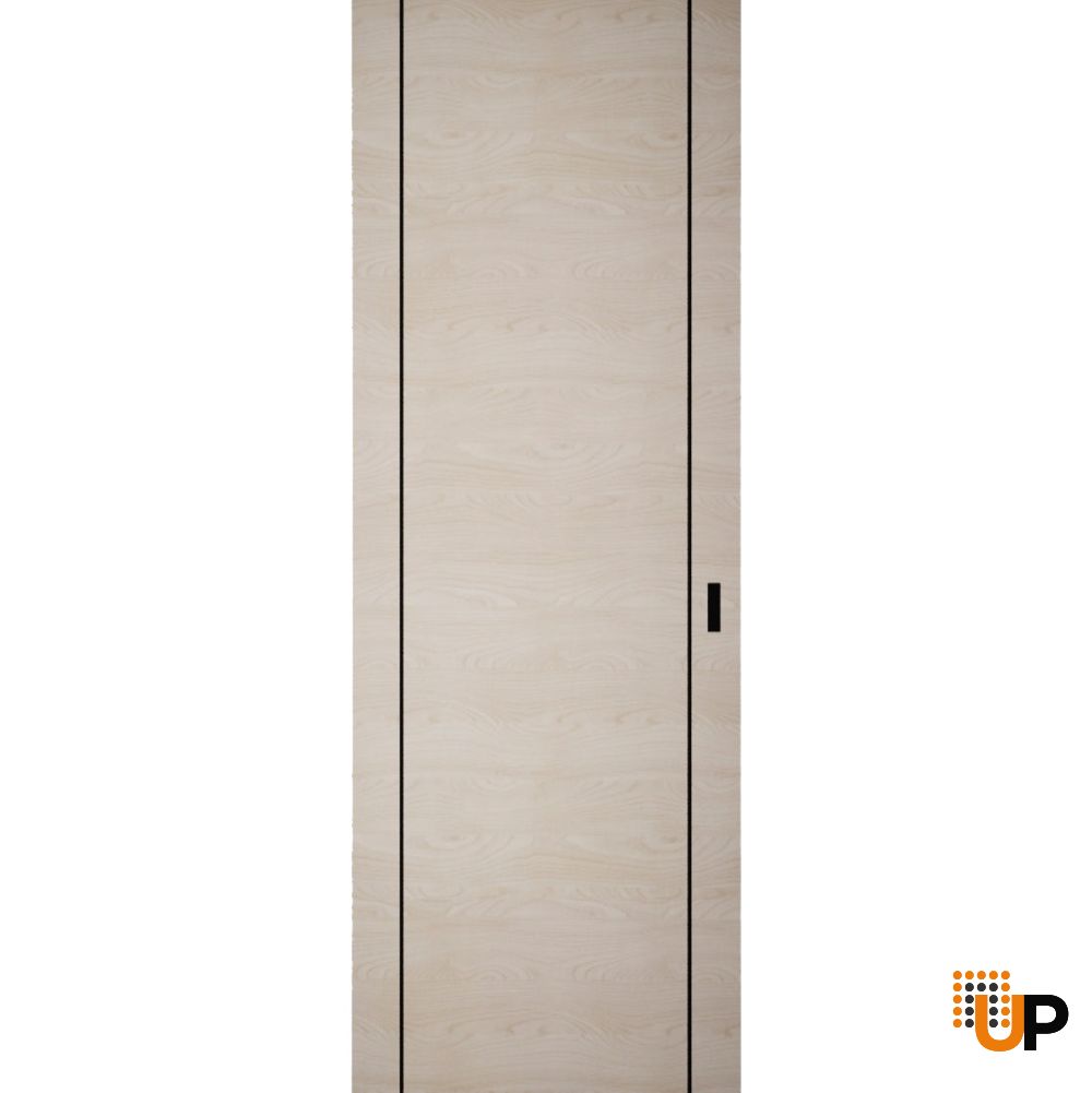 Hidden Barn | Planum 0017 Natural Veneer | Sturdy Finished Flush Modern Doors | Magic Concealed Sliding Set 24" x 96" photo#1