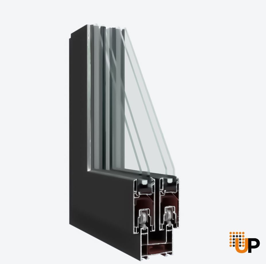 Patio Exterior Metal-Plastic Sliding Doors / Patio 8166 Matte Black 72" x 80" Left active door / Tempered Clear Glass Bypass Door photo#6