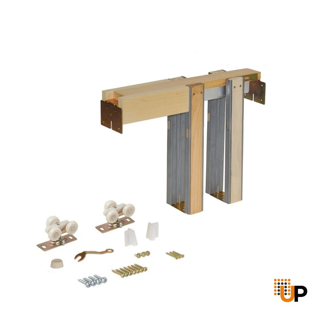 Sliding Pocket Door with Opaque Glass 2 Lites / Sete 6222 White Silk / Kit Rail Hardware / MDF Interior Bedroom Modern Doors-42" x 84" photo#2