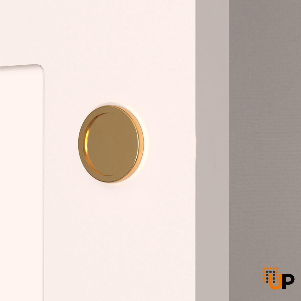Round Sliding Pocket Closet Bypass Finger Pull - Gold (pack of 2) photo#2